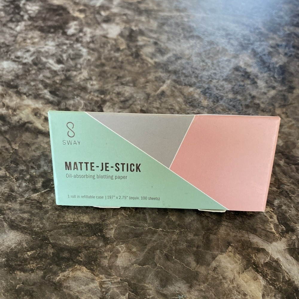 SWAY‎ Matte-je-stick Oil Blotting Paper for Face 100 Papers w/ Holder ~ Matcha